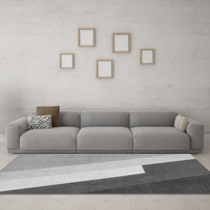 Machine Washable Abstract Gray Modern Rug in a Living Room,, wshabs2813gry