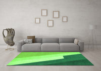 Machine Washable Abstract Green Modern Rug, wshabs2813grn