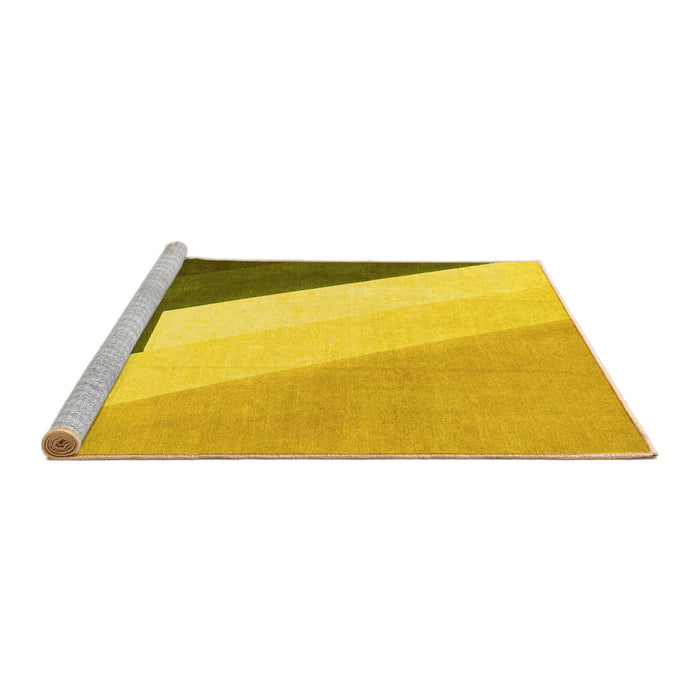 Sideview of Machine Washable Abstract Yellow Modern Rug, wshabs2813yw