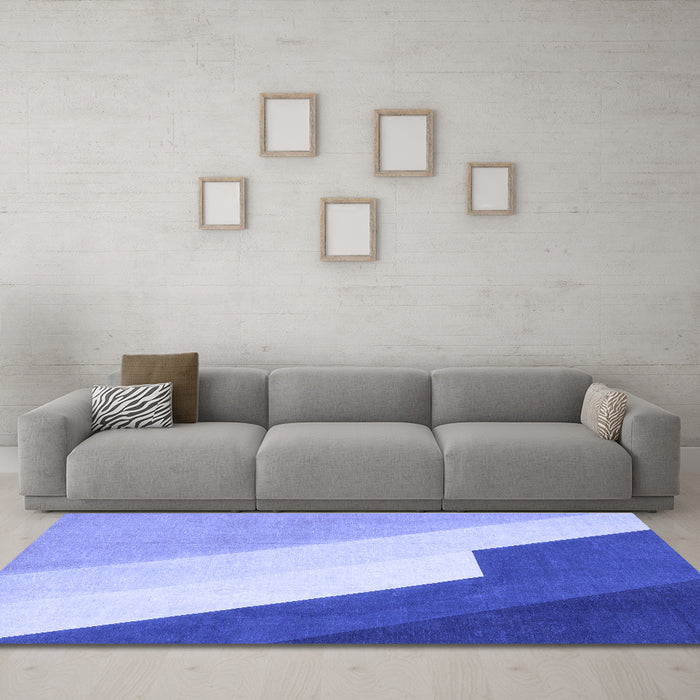 Machine Washable Abstract Blue Modern Rug in a Living Room, wshabs2813blu