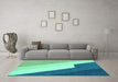 Machine Washable Abstract Turquoise Modern Area Rugs in a Living Room,, wshabs2813turq