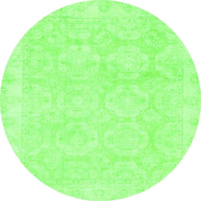 Round Machine Washable Oriental Green Traditional Area Rugs, wshabs2814grn