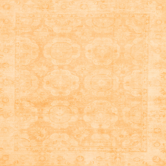 Square Machine Washable Oriental Orange Traditional Area Rugs, wshabs2814org