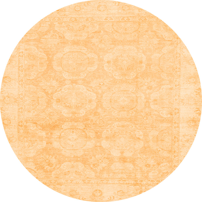Round Oriental Orange Traditional Rug, abs2814org