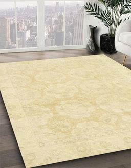 Abstract Sun Yellow Oriental Rug in Family Room, abs2814
