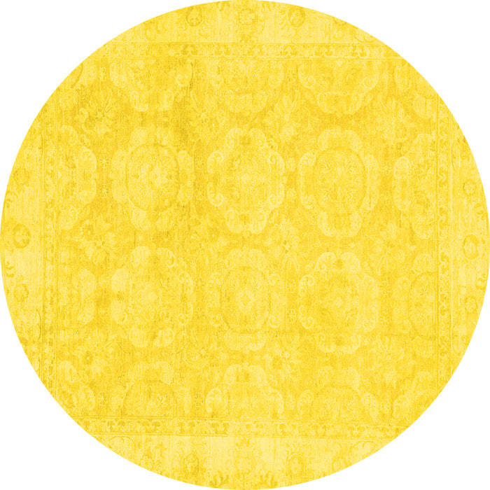 Round Oriental Yellow Traditional Rug, abs2814yw