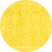 Round Oriental Yellow Traditional Rug, abs2814yw