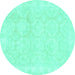 Round Oriental Turquoise Traditional Rug, abs2814turq