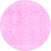 Round Oriental Pink Traditional Rug, abs2814pnk