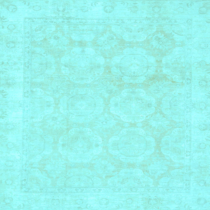 Square Machine Washable Oriental Light Blue Traditional Rug, wshabs2814lblu