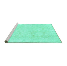Sideview of Machine Washable Oriental Turquoise Traditional Area Rugs, wshabs2814turq