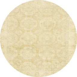 Round Abstract Sun Yellow Oriental Rug, abs2814