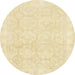 Round Abstract Sun Yellow Oriental Rug, abs2814