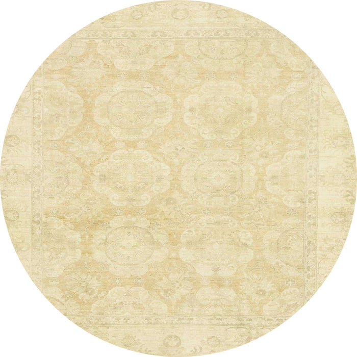 Round Machine Washable Abstract Sun Yellow Rug, wshabs2814