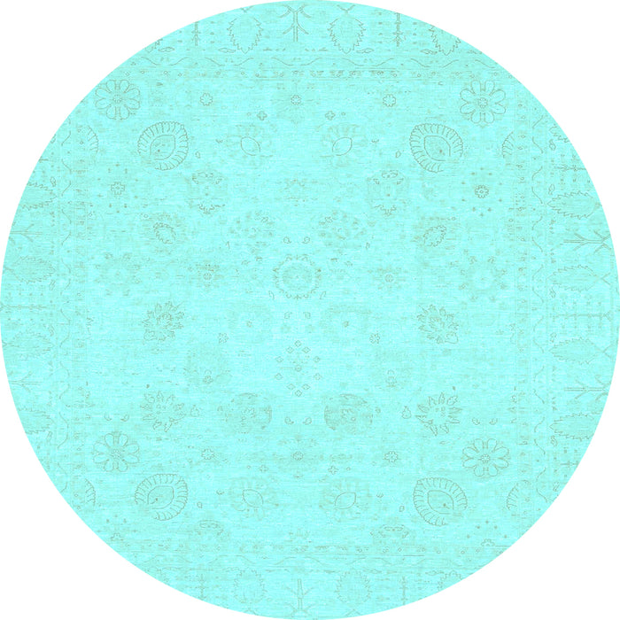 Round Oriental Light Blue Traditional Rug, abs2815lblu