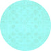 Round Oriental Light Blue Traditional Rug, abs2815lblu