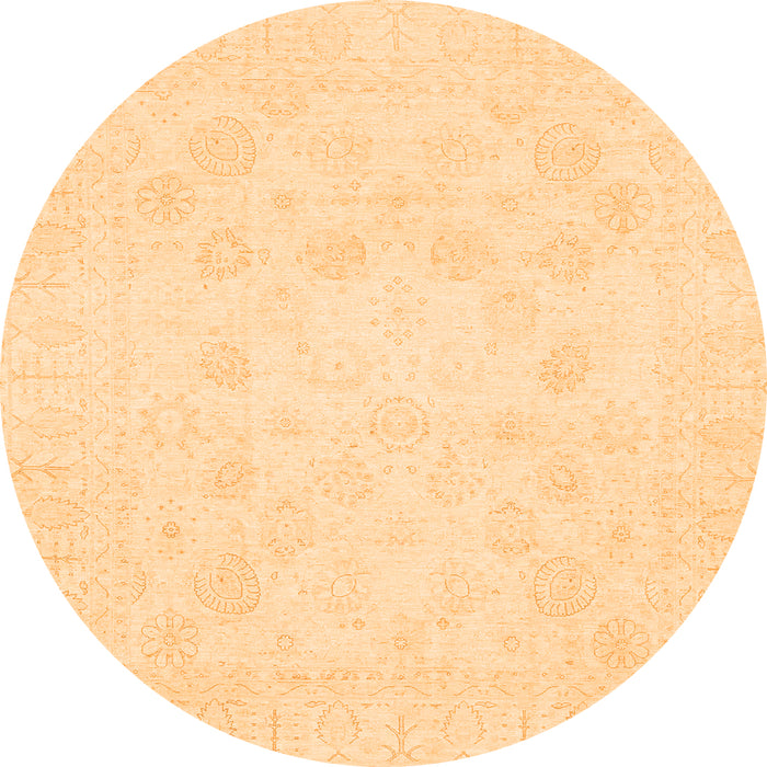 Round Oriental Orange Traditional Rug, abs2815org