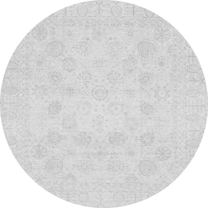 Round Machine Washable Oriental Gray Traditional Rug, wshabs2815gry
