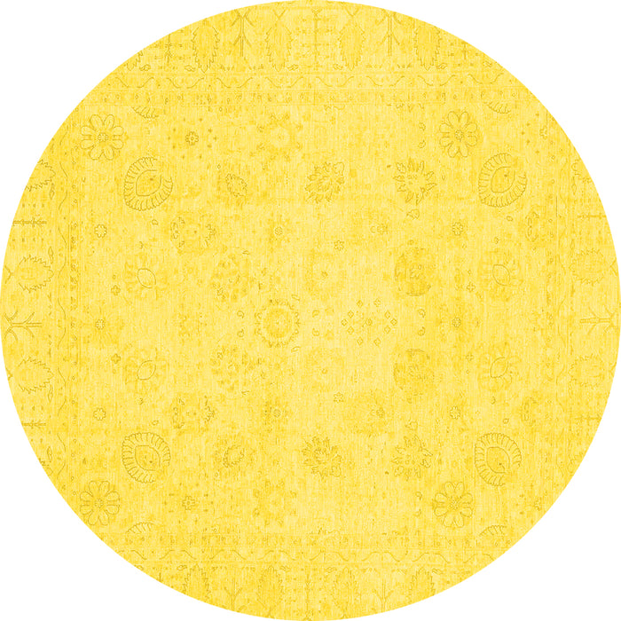 Round Oriental Yellow Traditional Rug, abs2815yw