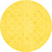 Round Oriental Yellow Traditional Rug, abs2815yw