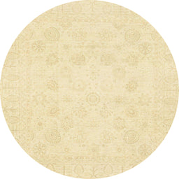 Round Machine Washable Abstract Sun Yellow Rug, wshabs2815