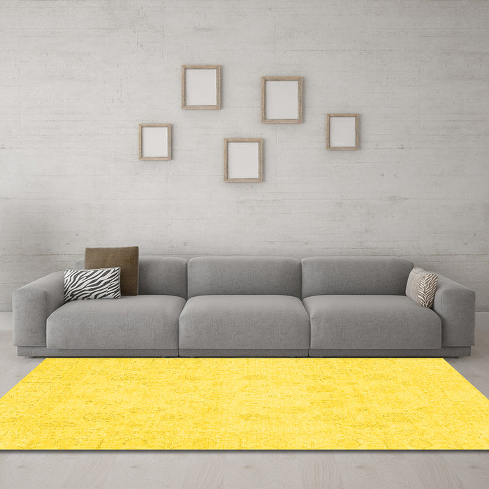 Machine Washable Oriental Yellow Traditional Rug in a Living Room, wshabs2815yw
