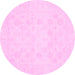 Round Oriental Pink Traditional Rug, abs2815pnk