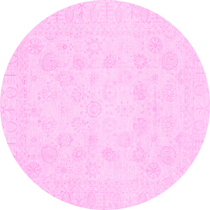 Round Machine Washable Oriental Pink Traditional Rug, wshabs2815pnk