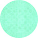 Round Oriental Turquoise Traditional Rug, abs2815turq