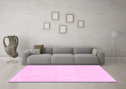 Machine Washable Oriental Pink Traditional Rug in a Living Room, wshabs2815pnk