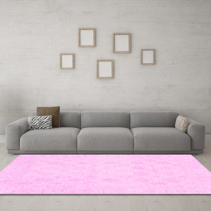 Machine Washable Oriental Pink Traditional Rug in a Living Room, wshabs2815pnk