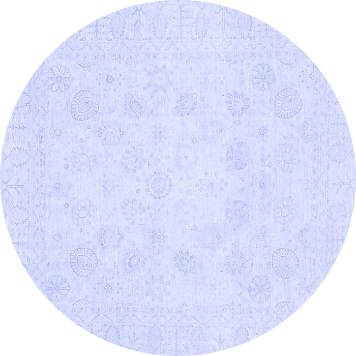 Round Machine Washable Oriental Blue Traditional Rug, wshabs2815blu