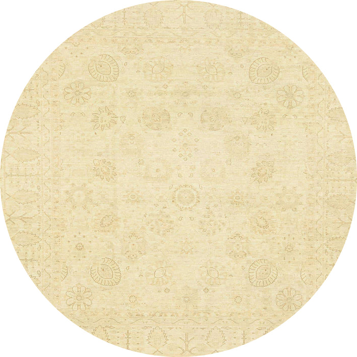 Round Abstract Sun Yellow Oriental Rug, abs2815