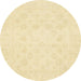 Round Abstract Sun Yellow Oriental Rug, abs2815