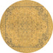 Round Abstract Brown Modern Rug, abs2816brn