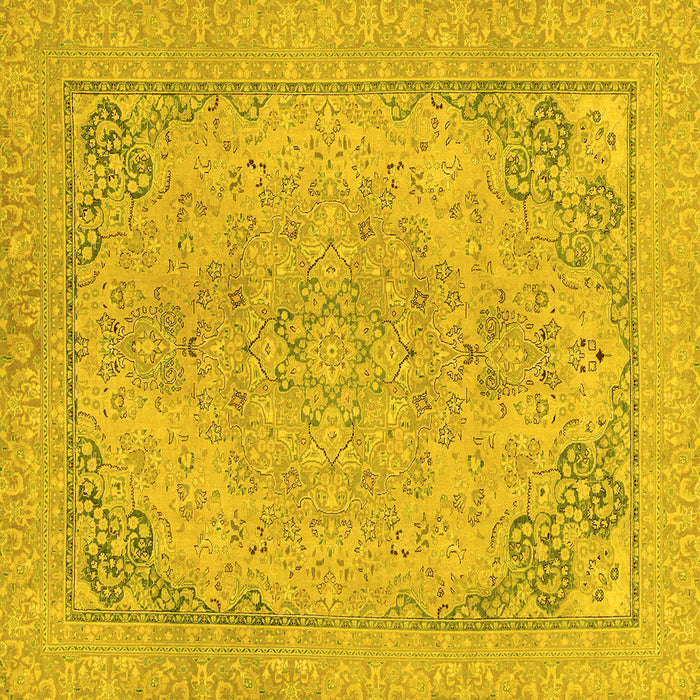Square Machine Washable Abstract Yellow Modern Rug, wshabs2816yw