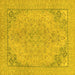 Square Machine Washable Abstract Yellow Modern Rug, wshabs2816yw