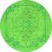 Round Abstract Green Modern Rug, abs2816grn