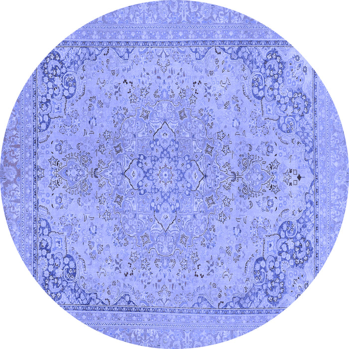 Round Machine Washable Abstract Blue Modern Rug, wshabs2816blu