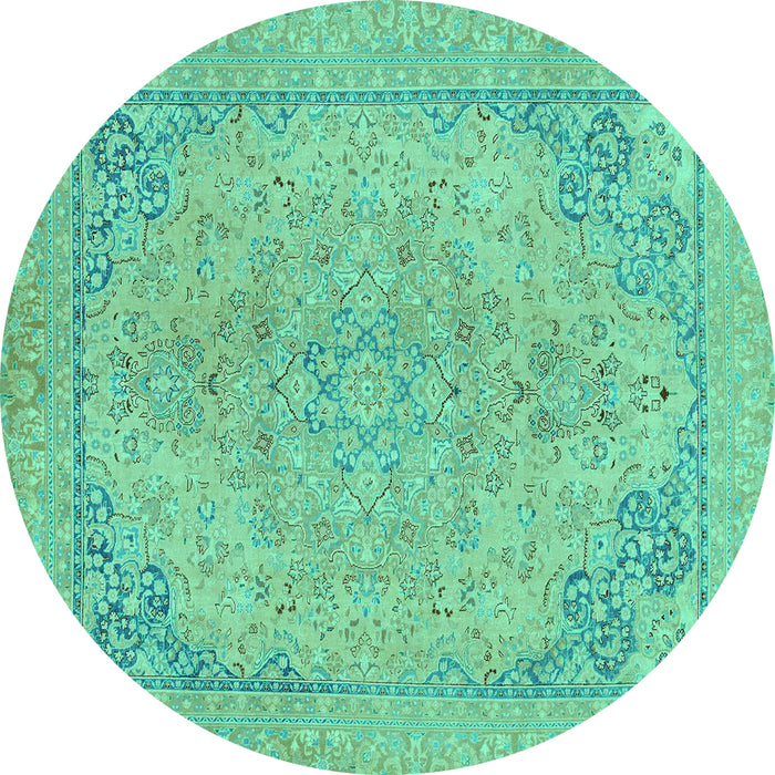 Round Abstract Turquoise Modern Rug, abs2816turq
