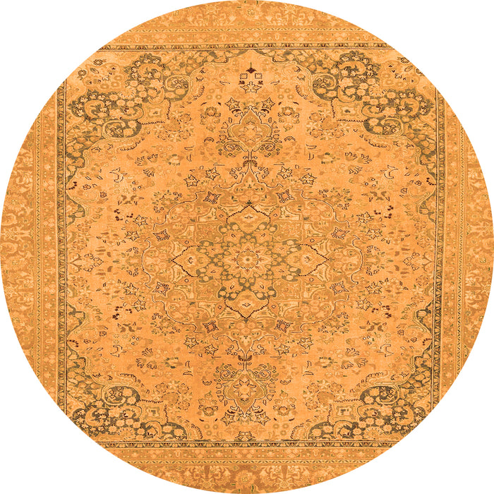 Round Machine Washable Abstract Orange Modern Area Rugs, wshabs2816org