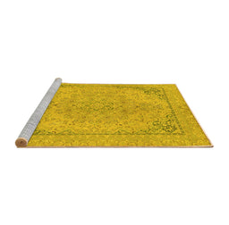 Sideview of Machine Washable Abstract Yellow Modern Rug, wshabs2816yw