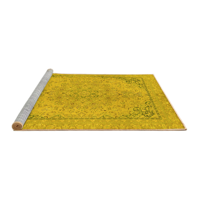 Sideview of Machine Washable Abstract Yellow Modern Rug, wshabs2816yw