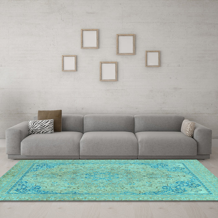 Machine Washable Abstract Light Blue Modern Rug in a Living Room, wshabs2816lblu