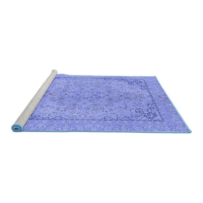 Sideview of Machine Washable Abstract Blue Modern Rug, wshabs2816blu