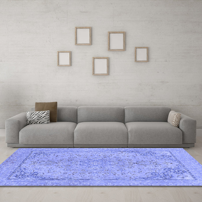 Machine Washable Abstract Blue Modern Rug in a Living Room, wshabs2816blu