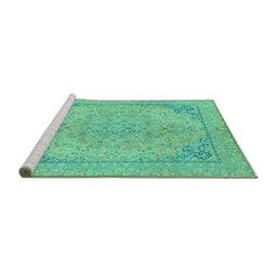 Sideview of Machine Washable Abstract Turquoise Modern Area Rugs, wshabs2816turq