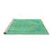 Sideview of Machine Washable Abstract Turquoise Modern Area Rugs, wshabs2816turq