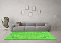 Machine Washable Abstract Green Modern Rug, wshabs2816grn