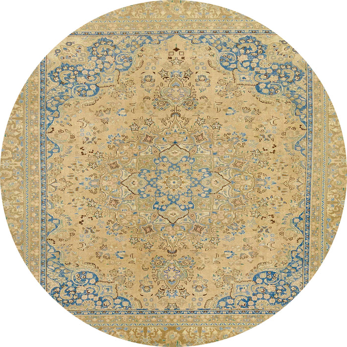 Round Abstract Orange Brown Modern Rug, abs2816